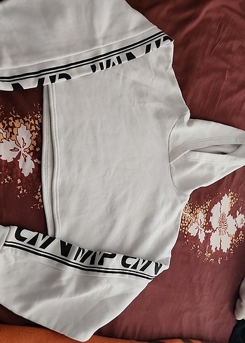 Kadın Beyaz Kapüşonlu Baskılı Sweatshirt - Ana görsel