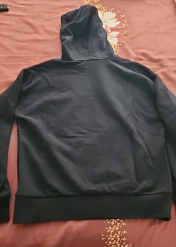 Siyah Kapüşonlu Baskılı Kadın Sweatshirt - Görsel 2