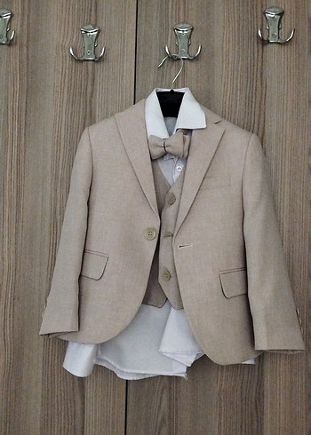 Bej Renkli Erkek Çocuk Klasik Takım Elbise - Görsel 2