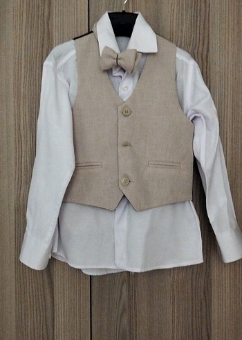 Bej Renkli Erkek Çocuk Klasik Takım Elbise - Görsel 3