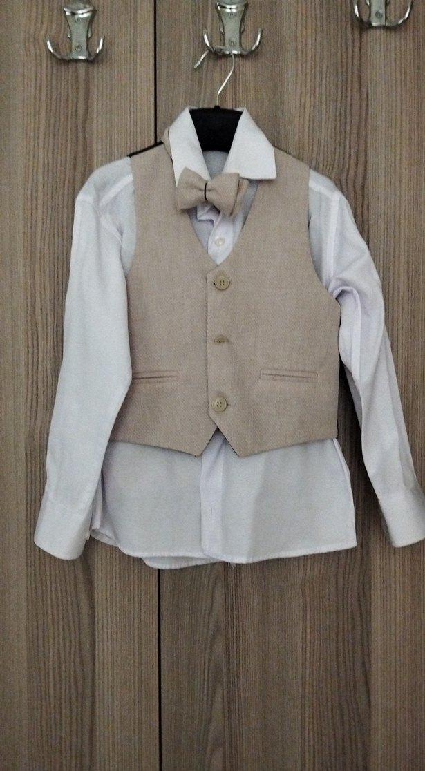 Bej Renkli Erkek Çocuk Klasik Takım Elbise - Görsel 3