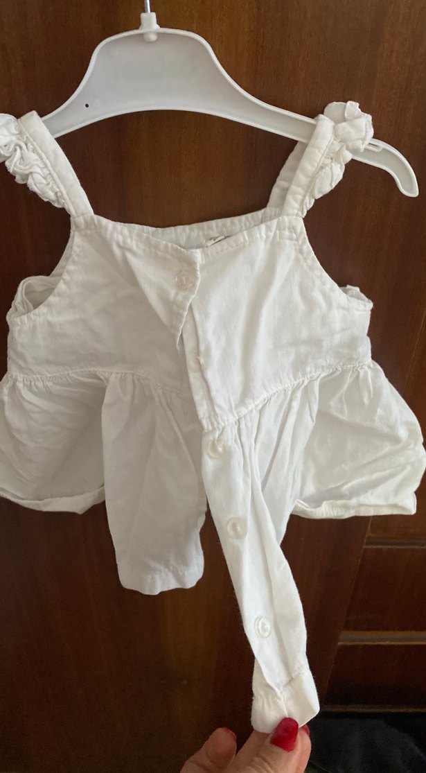 Kız Çocuk Beyaz Fırfırlı Askılı Bluz-mini elbise - Görsel 2