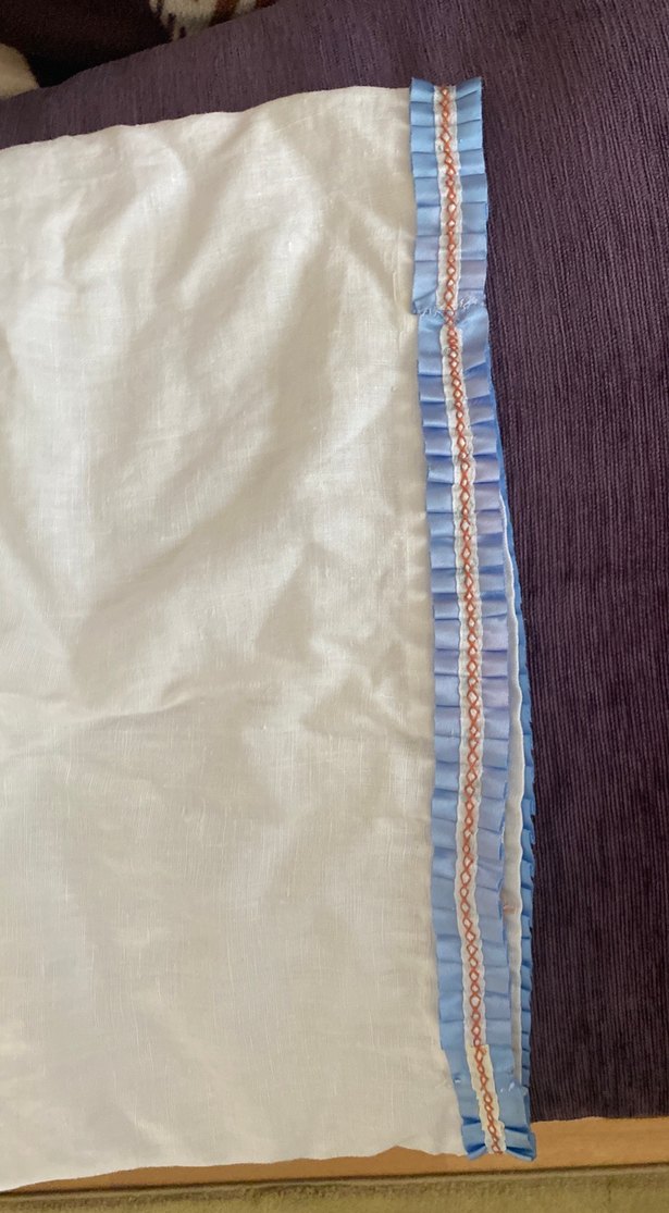 Nakışlı Beyaz keten damacana kılıfı - Görsel 3