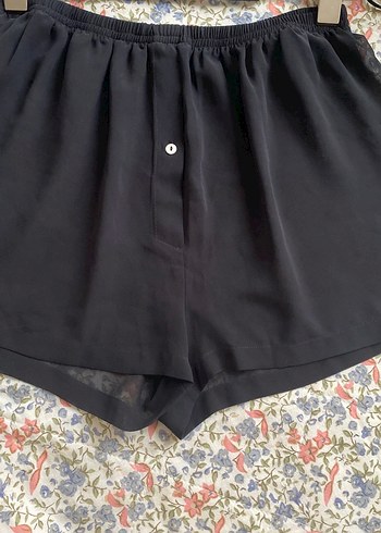 İPEK KIRAMER Siyah V-Yaka askılı ve şort şifon takım - Görsel 8