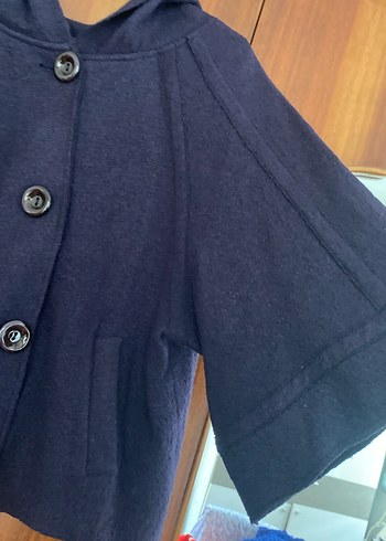 Düğmeli Lacivert Kadın Yün Ceket - Görsel 4