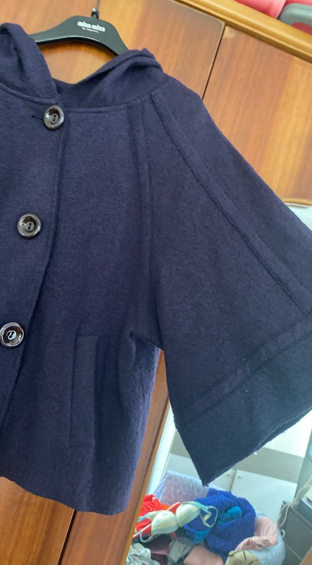 Düğmeli Lacivert Kadın Yün Ceket - Görsel 4