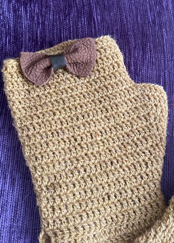 Yünlü EL Örgü parmaksız Kadın Eldiveni - Görsel 3