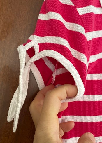 Orijinal Lacost Pembe Çizgili Polo Tişört - Görsel 4