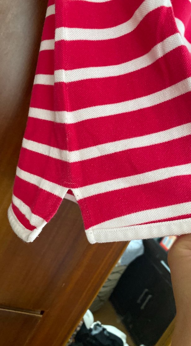 Orijinal Lacost Pembe Çizgili Polo Tişört - Görsel 3