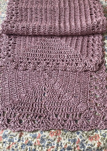 El örgü RUNNER kâğıt ip Mor Triko Kadın Atkı - Görsel 2