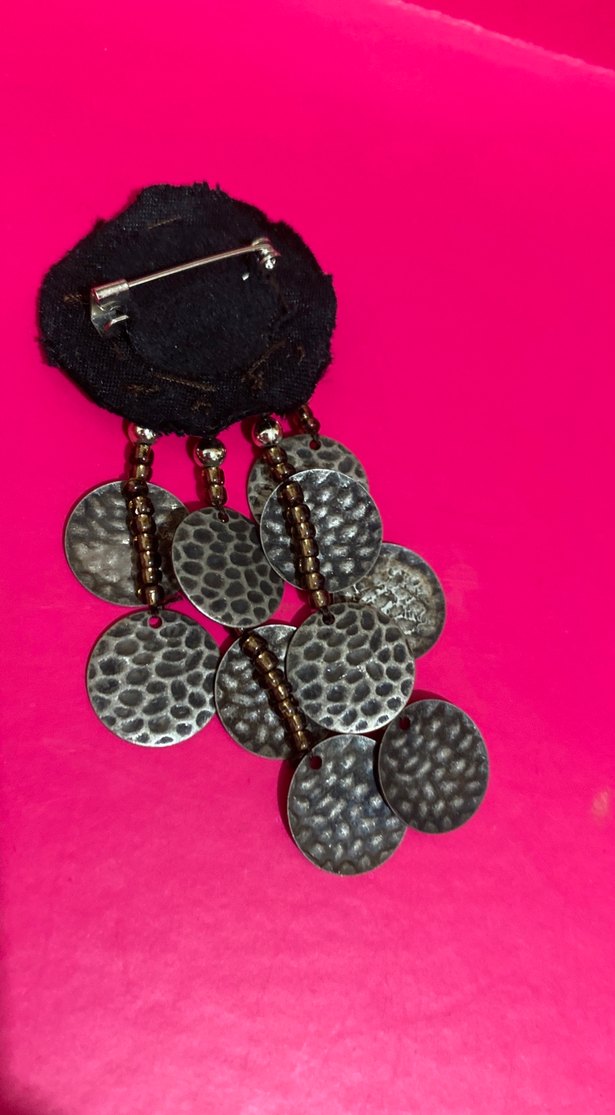 Boncuklu Bohem Nakışlı Turkuaz Broş - Görsel 2