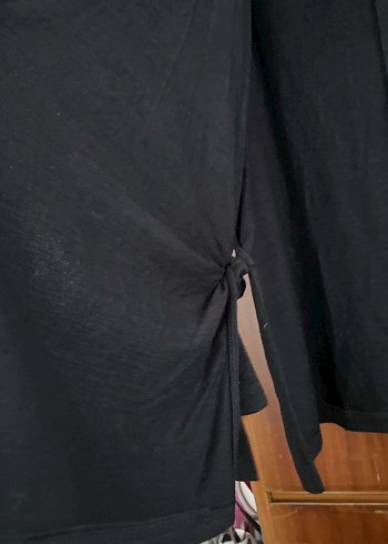 Siyah Kadın triko Dökümlü hırka tunik - Görsel 2