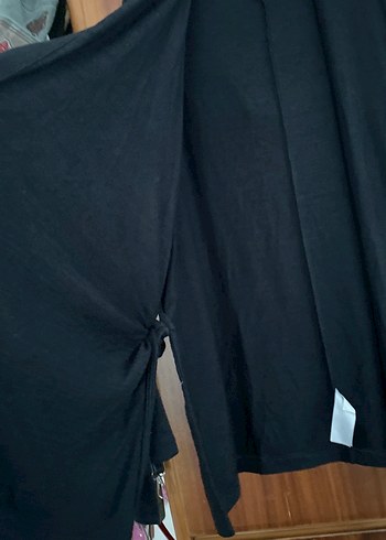 Siyah Kadın triko Dökümlü hırka tunik - Görsel 3