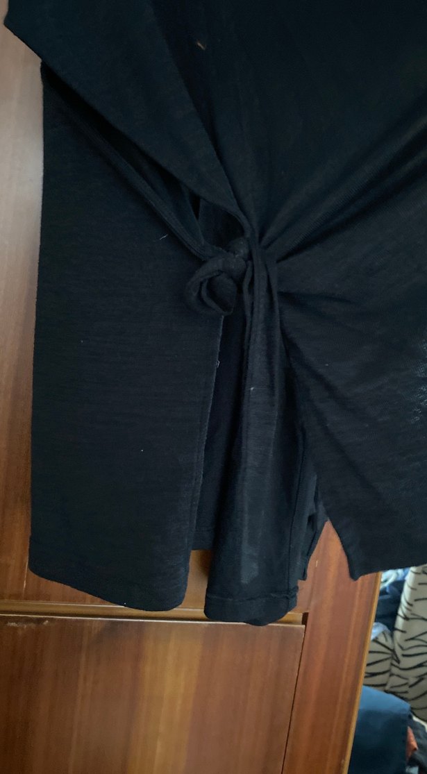 Siyah Kadın triko Dökümlü hırka tunik - Görsel 4