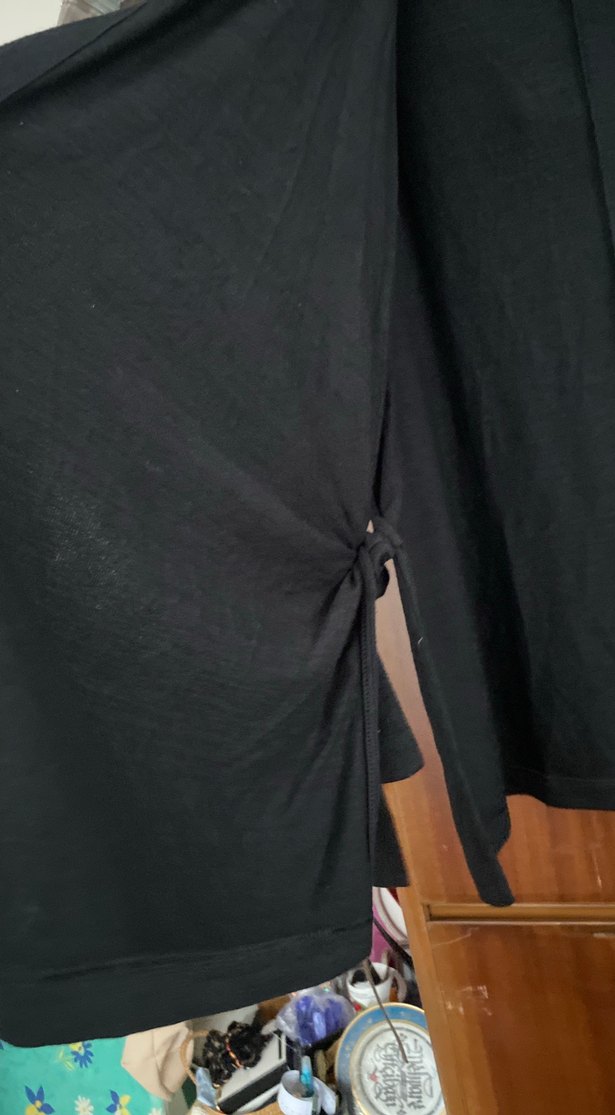 Siyah Kadın triko Dökümlü hırka tunik - Görsel 2