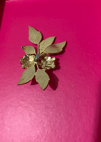 Çiçekli Vintage gold Broş,yakaya dikilebilen - Görsel 2