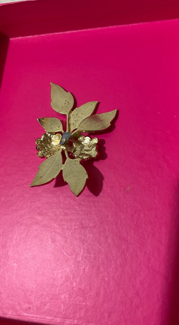 Çiçekli Vintage gold Broş,yakaya dikilebilen - Görsel 2