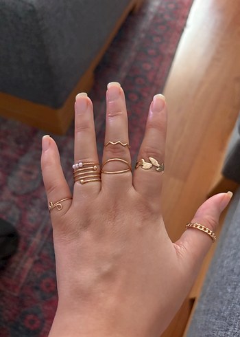 Nakışlı Boncuklu Bohem Altın Kadın Yüzük - Görsel 3