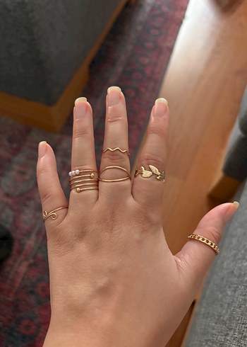 Nakışlı Boncuklu Bohem Altın Kadın Yüzük - Görsel 4