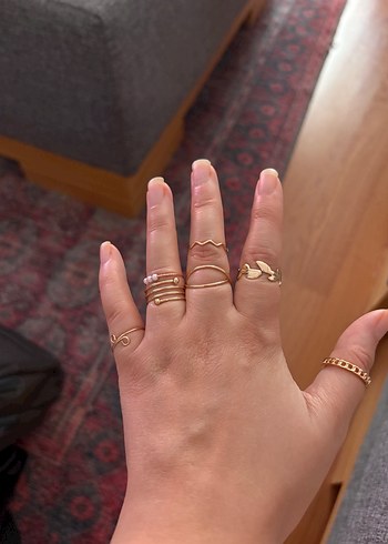 Nakışlı Boncuklu Bohem Altın Kadın Yüzük - Görsel 5