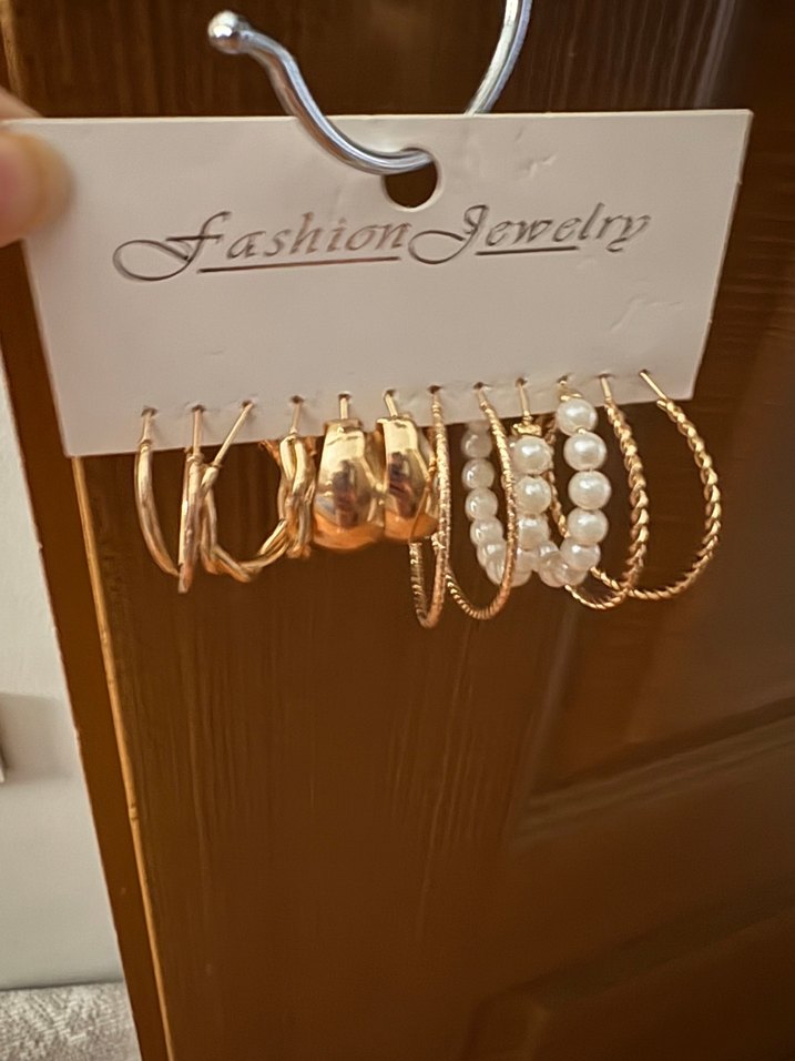 Altın Renkli Boncuklu Midi Halka Küpe Seti - Görsel 2