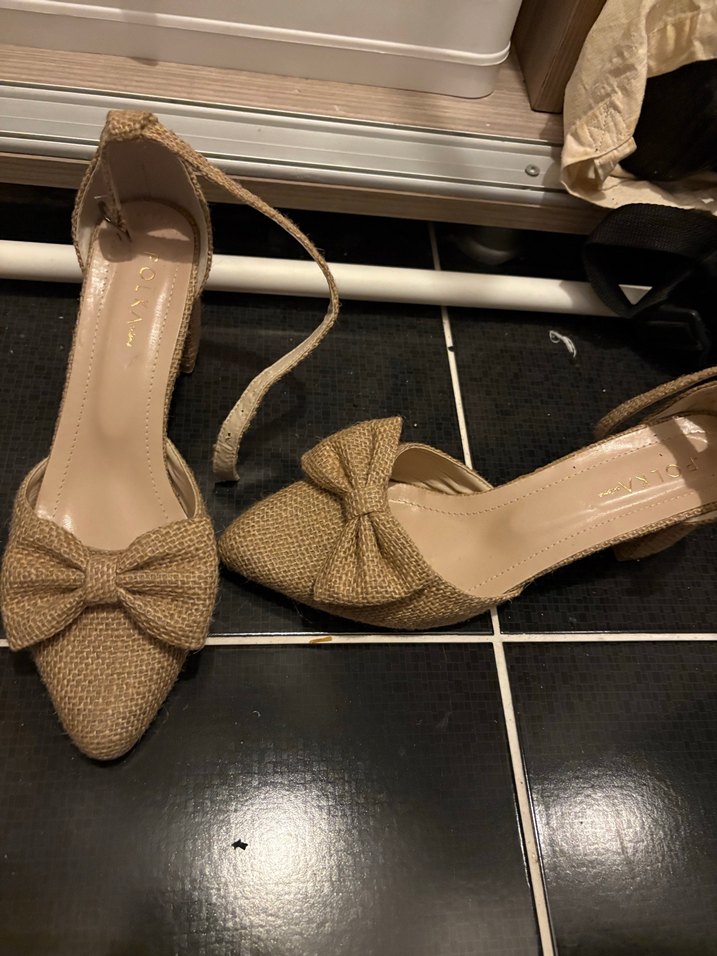 Bej Örgü Kumaş Fiyonklu Dolgu Topuklu Kadın Espadril - Görsel 3