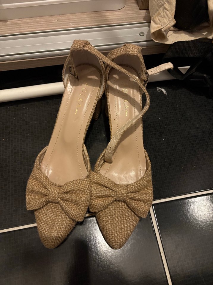 Bej Örgü Kumaş Fiyonklu Dolgu Topuklu Kadın Espadril - Görsel 2