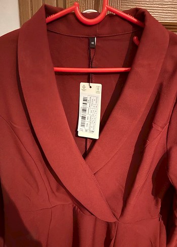 Bordo Mini Deri Ofis Elbisesi Kemerli - Görsel 3