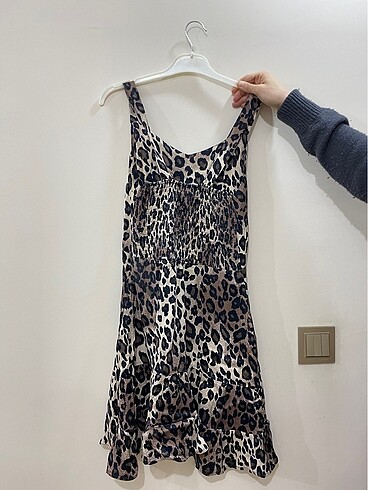 m Beden Leopar Elbise