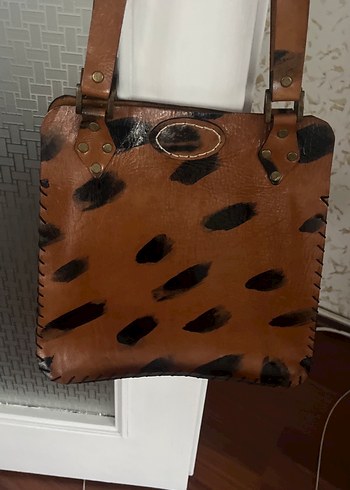 Kahverengi Deri Bohem Kadın Çanta - Görsel 4