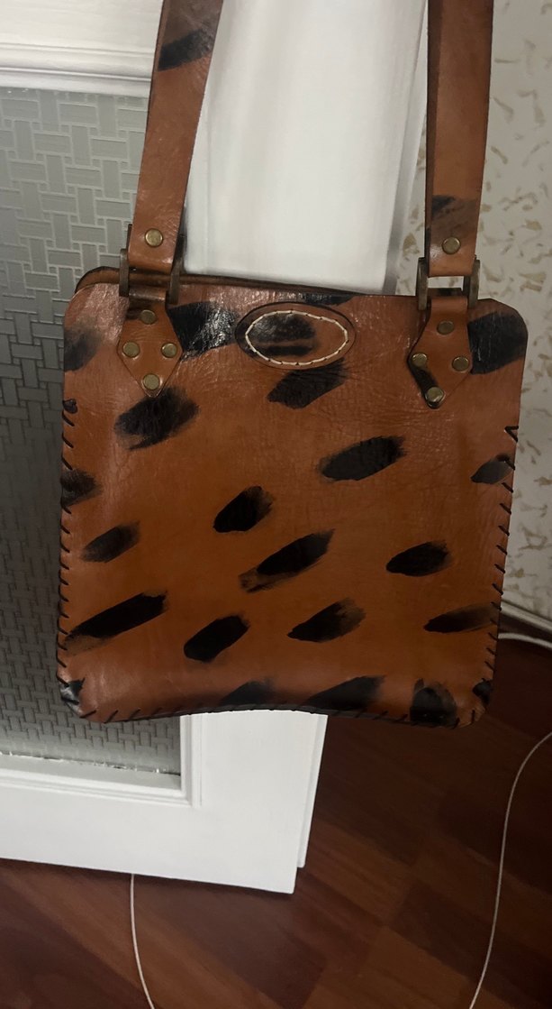 Kahverengi Deri Bohem Kadın Çanta - Görsel 4