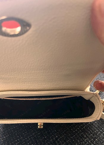 Krem Deri Zincir Detaylı Kadın Çanta - Görsel 3