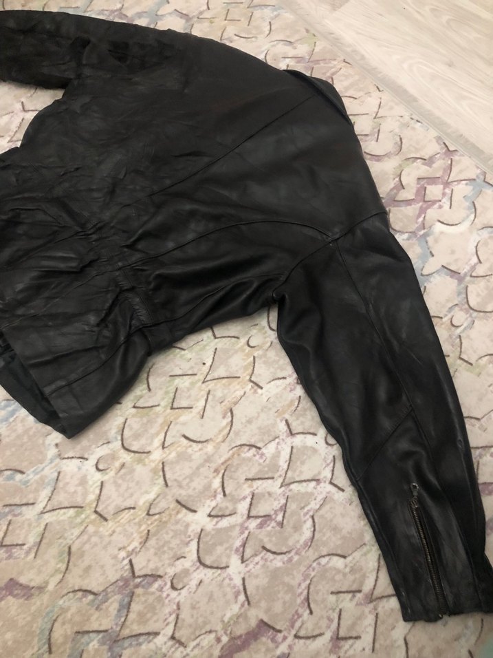 Kemerli Siyah Deri Biker Ceket - Görsel 4