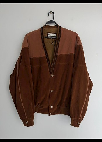 Vintage 90s Düğmeli Kahverengi Süet Erkek Ceket - Görsel 4