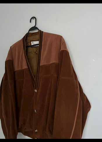 Vintage 90s Düğmeli Kahverengi Süet Erkek Ceket - Görsel 2