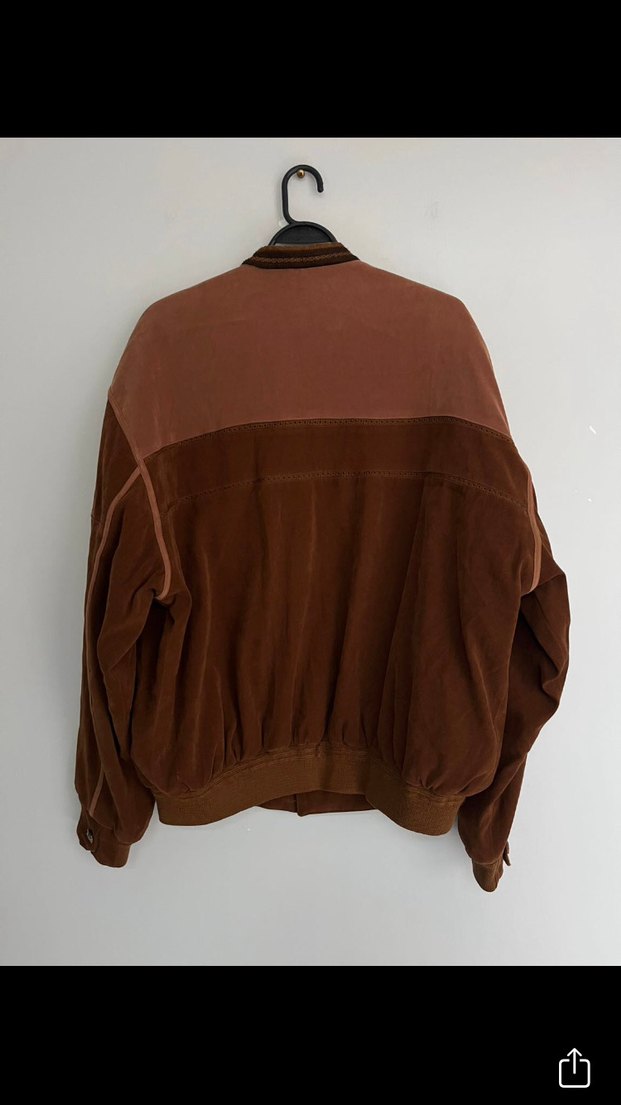 Vintage 90s Düğmeli Kahverengi Süet Erkek Ceket - Görsel 3