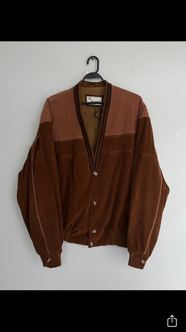 Vintage 90s Düğmeli Kahverengi Süet Erkek Ceket - Görsel 4
