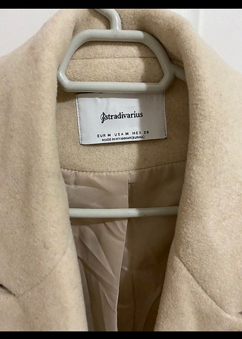 Stradivarius Düğmeli Bej Midi Kadın stradivarius kaban