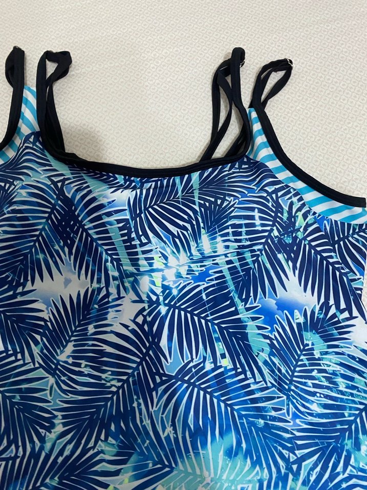 Renkli Yaprak Desenli Mini Kadın Mayo - Görsel 4