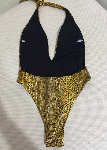 Parlak Altın Yılan Desenli Mini Mayo - Görsel 5