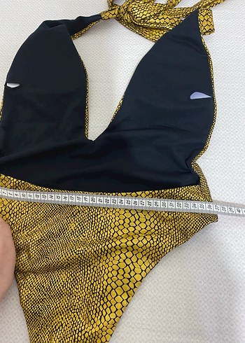 Parlak Altın Yılan Desenli Mini Mayo - Görsel 14