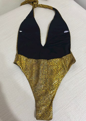 Parlak Altın Yılan Desenli Mini Mayo - Görsel 4