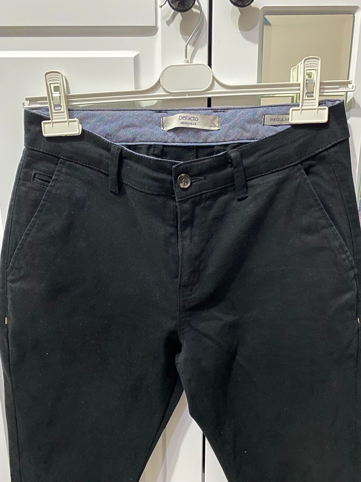Siyah Erkek Denim Kemerli Normal Boy Pantolon - Görsel 3