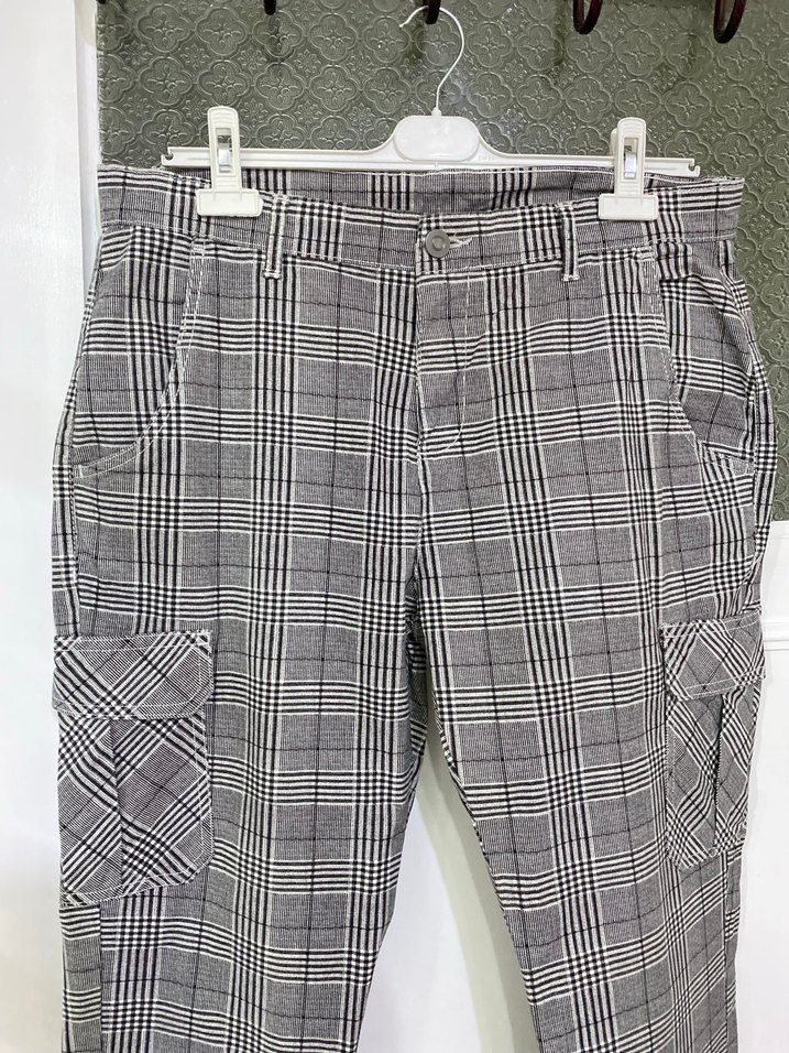 Ekose Desenli Gri Erkek Pantolon - Görsel 3