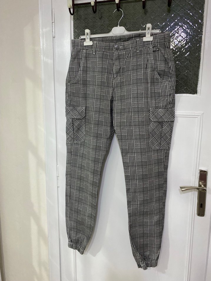 Ekose Desenli Gri Erkek Pantolon - Görsel 4