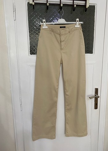 Bej Kadın Düz Kesim Pamuk Pantolon - Görsel 6