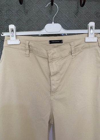 Bej Kadın Düz Kesim Pamuk Pantolon - Görsel 4