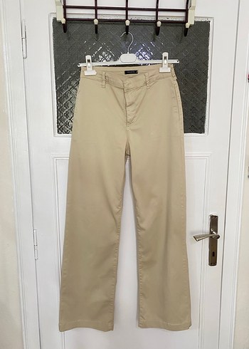 Bej Kadın Düz Kesim Pamuk Pantolon - Görsel 2