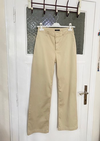 Bej Kadın Düz Kesim Pamuk Pantolon - Görsel 7