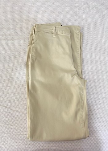 Bej Kadın Düz Kesim Pamuk Pantolon - Görsel 9